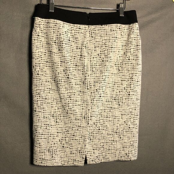 calvin klein womens skirt 4 small s white black textured zip back zip work r1 - Picture 5 of 13